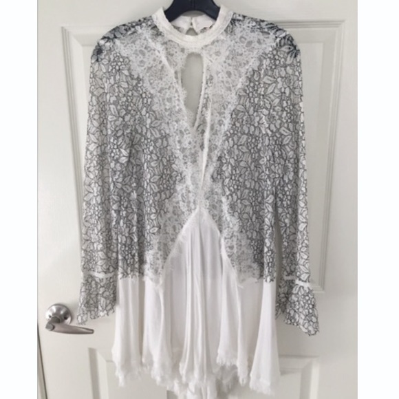 Secret Origins Lace Pieced Tunic DRESS Ivory NEW - Picture 6 of 7